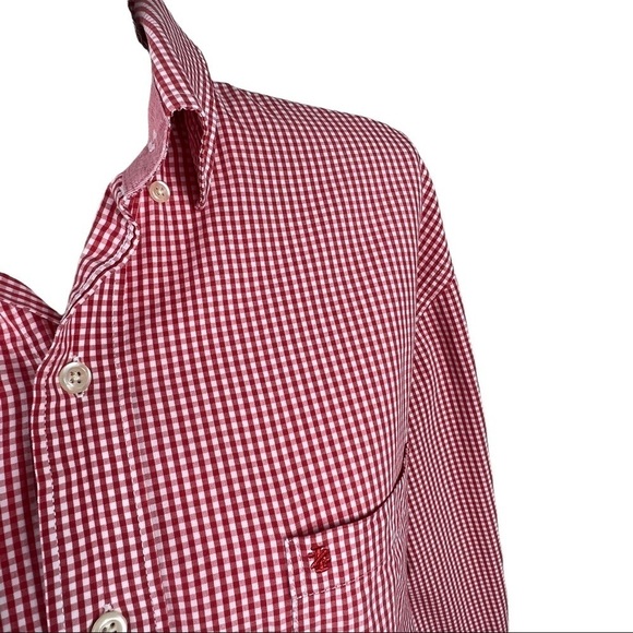IZOD Button down red and white gingham long sleeve Size L - Picture 4 of 7